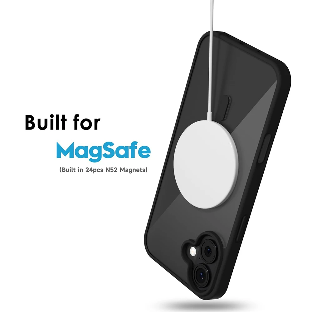 Black Magnetic Case For iPhone 16 Plus 15 Pro Max 14 13 Mini 12 11 X XS XR SE 2022 2020 8 Magsafe Mag Safe Non Yellowing Cover