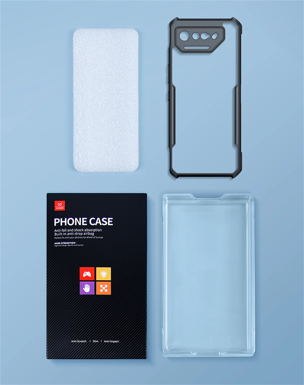 ASUS ROG Phone Case 7 6 Pro Phone 7 Ultimate Jacketing PC&TPU Airbags Shockproof Shell,Back Transparent Lens Protection Cover