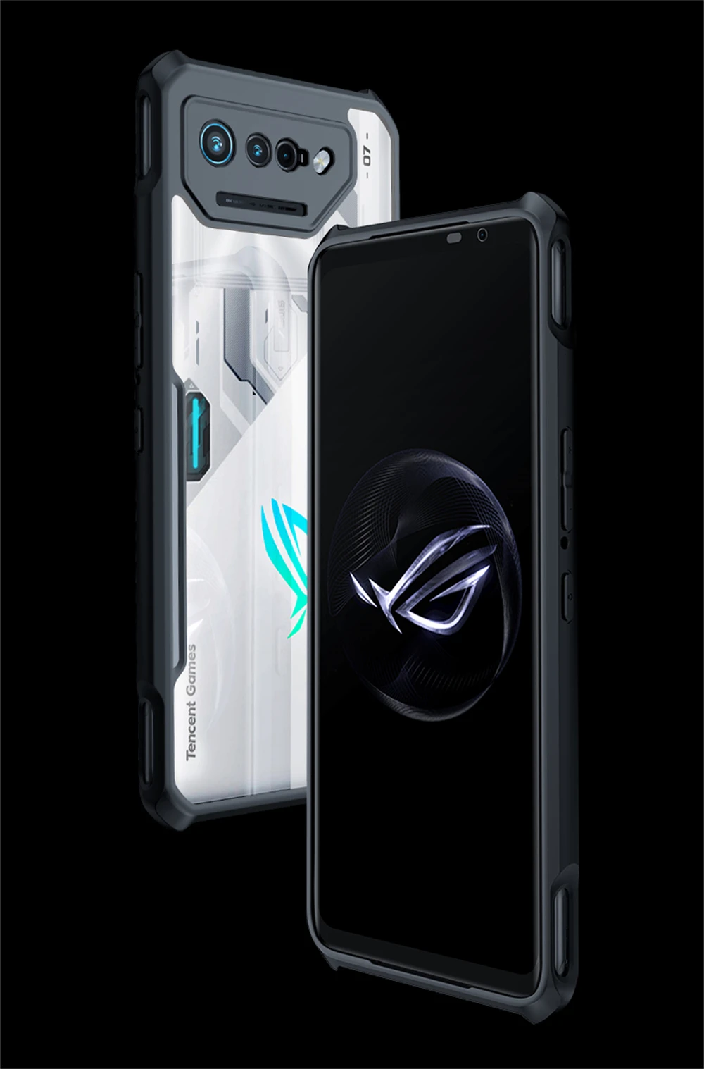 ASUS ROG Phone Case 7 6 Pro Phone 7 Ultimate Jacketing PC&TPU Airbags Shockproof Shell,Back Transparent Lens Protection Cover