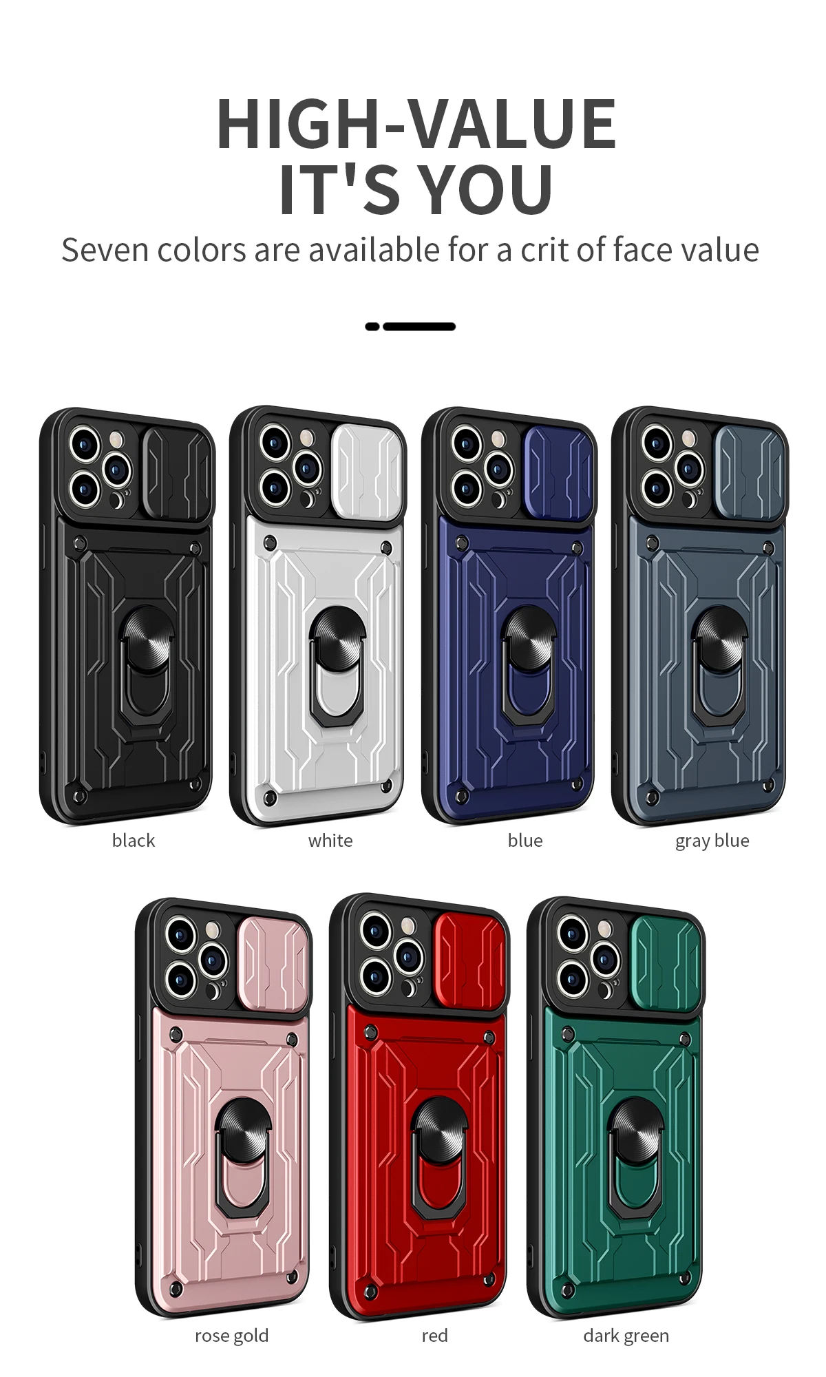 Hidden Slide Card Slot Lens Protective Case For iPhone 17 16 15 14 13 Pro Max 12 11 XR XS MAX 8 7 Plus SE 2022 Magnet Ring Cases