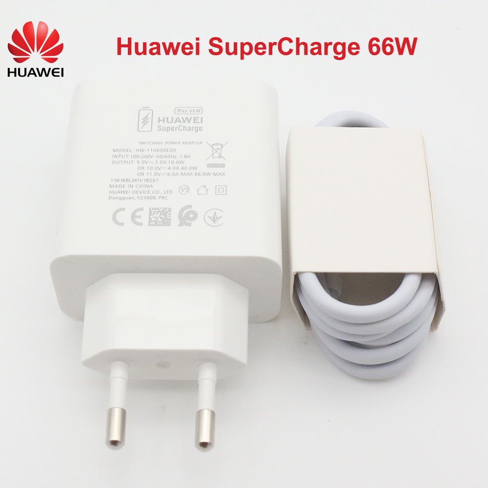 Original HUAWEI 66W Super Charge Quick USB Wall Charger Travel Charge 6A Type C Cable for Mate 50 40 30 P40 Pro Nova8 P 60 50 40
