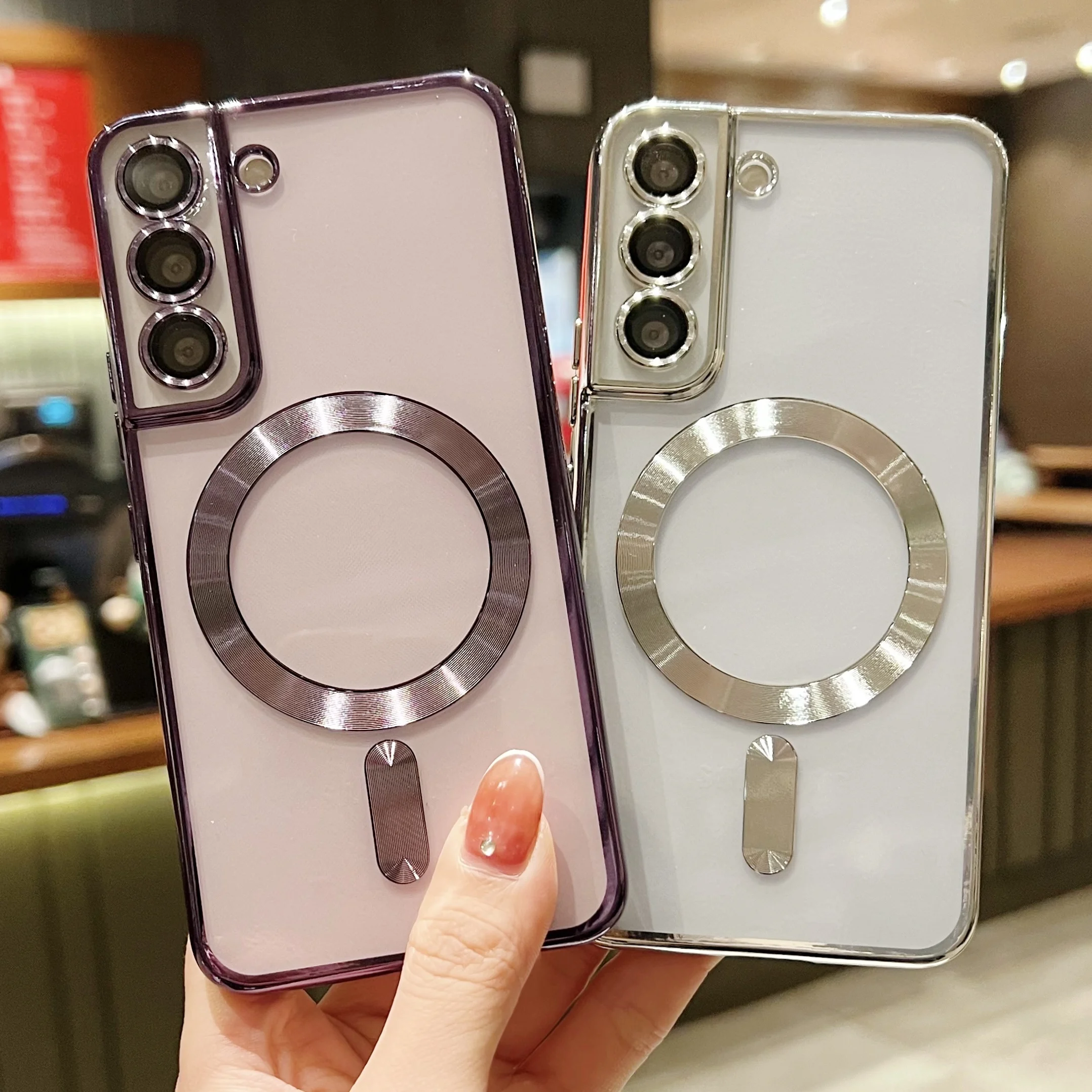 Luxury Plating For MagSafe Magnetic Case For Samsung Galaxy S20 S21 S22 S23 S24 Ultra Plus Case Wireless Charge Silicone Cover