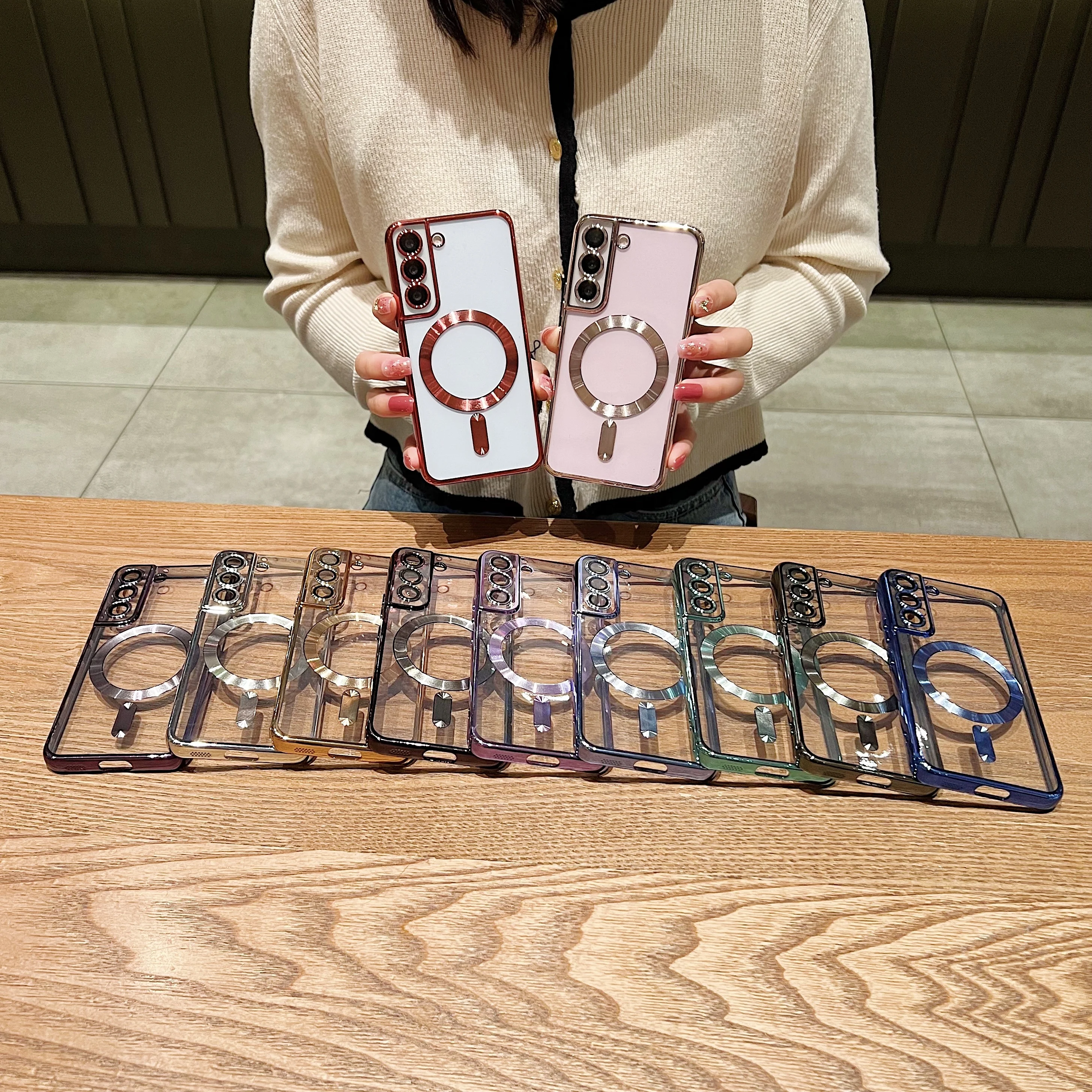 Luxury Plating For MagSafe Magnetic Case For Samsung Galaxy S20 S21 S22 S23 S24 Ultra Plus Case Wireless Charge Silicone Cover