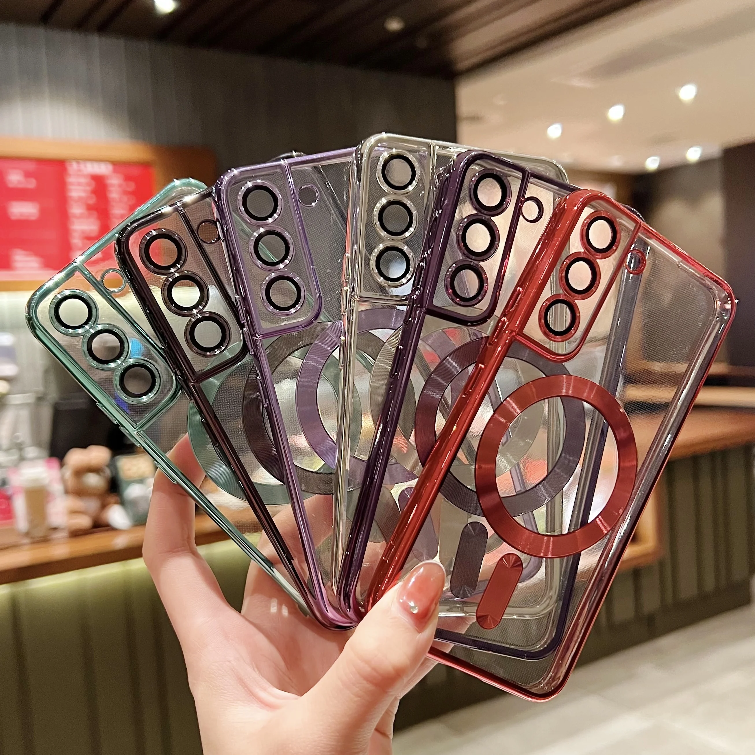Luxury Plating For MagSafe Magnetic Case For Samsung Galaxy S20 S21 S22 S23 S24 Ultra Plus Case Wireless Charge Silicone Cover