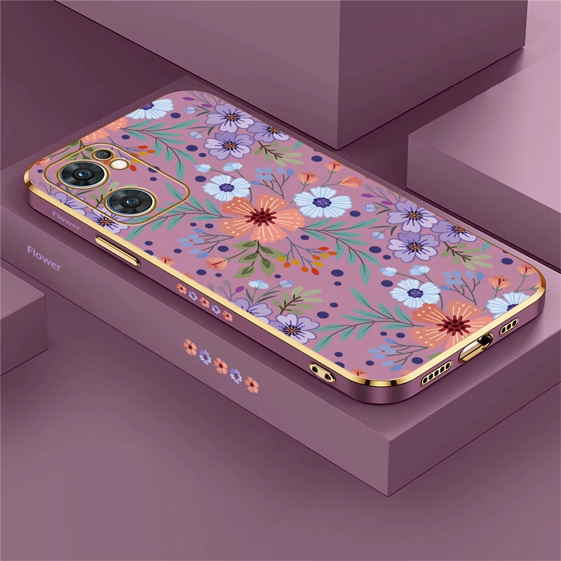 Plating Silicone Case For OPPO Find X5 Lite X3 X2 NEO F11 F5 F7 F9 F17 Pro F15 F19 F23 F21 F1S Shockproof Flowers Cover