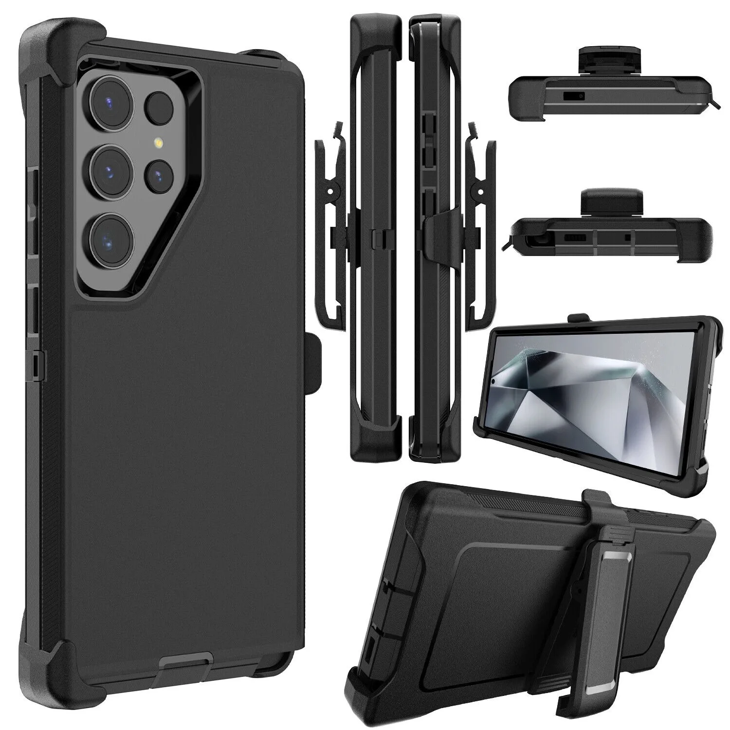3 IN 1 For Samsung Galaxy S24 S23 S22 S21 S20 ULTRA S10 Plus Note 20 10 9 8 Heavy Duty Shockproof Armor +Belt CliP Phone Case