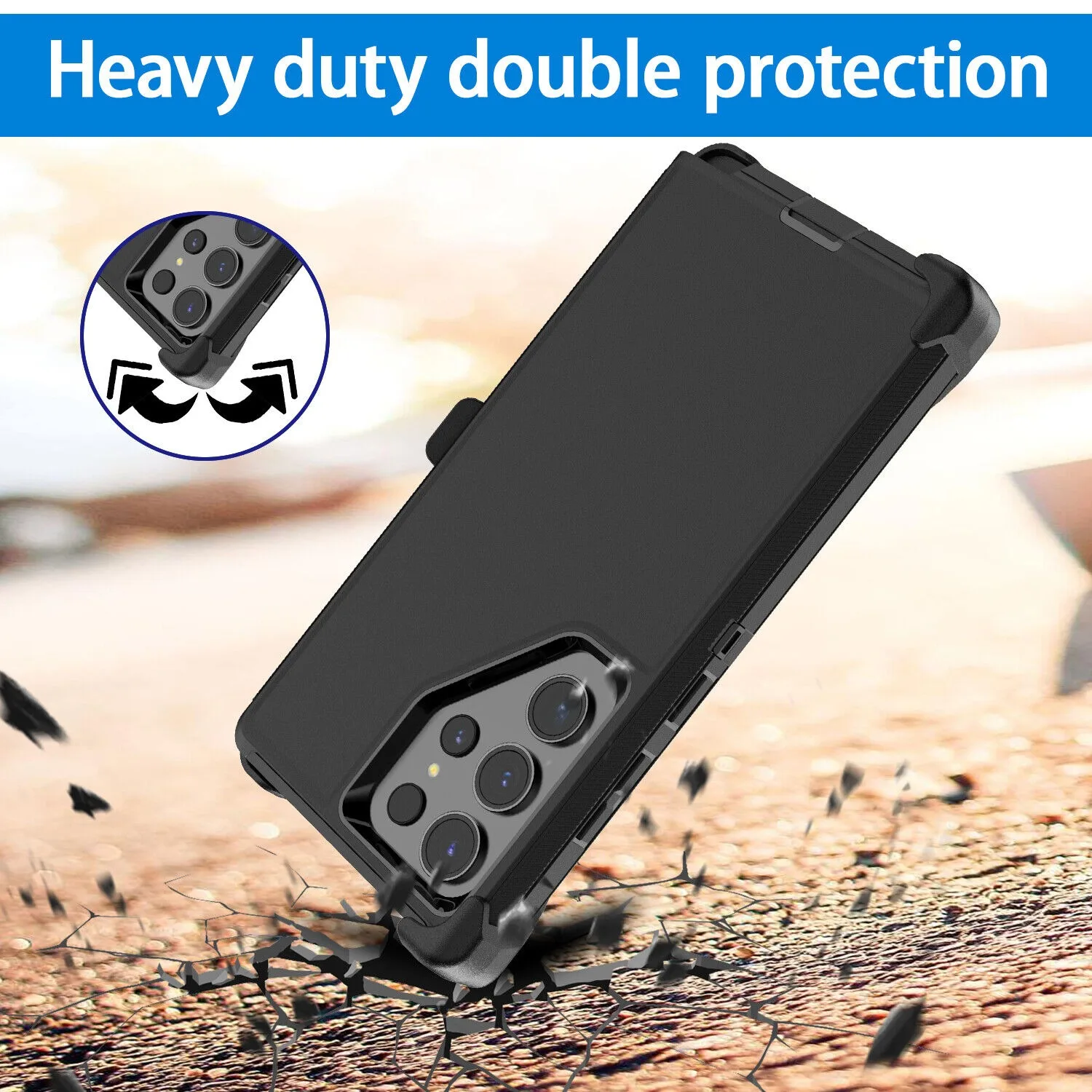 3 IN 1 For Samsung Galaxy S24 S23 S22 S21 S20 ULTRA S10 Plus Note 20 10 9 8 Heavy Duty Shockproof Armor +Belt CliP Phone Case