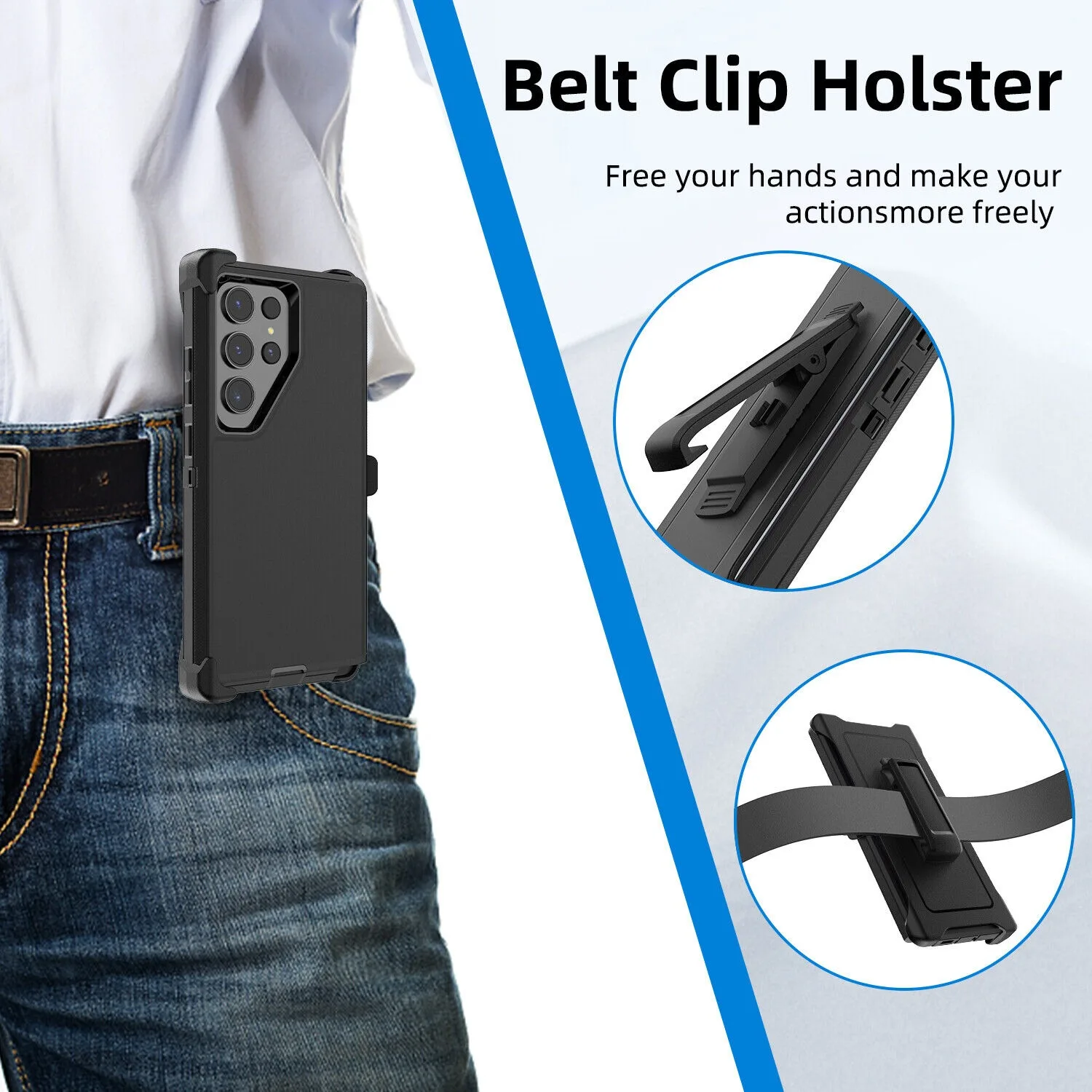 3 IN 1 For Samsung Galaxy S24 S23 S22 S21 S20 ULTRA S10 Plus Note 20 10 9 8 Heavy Duty Shockproof Armor +Belt CliP Phone Case