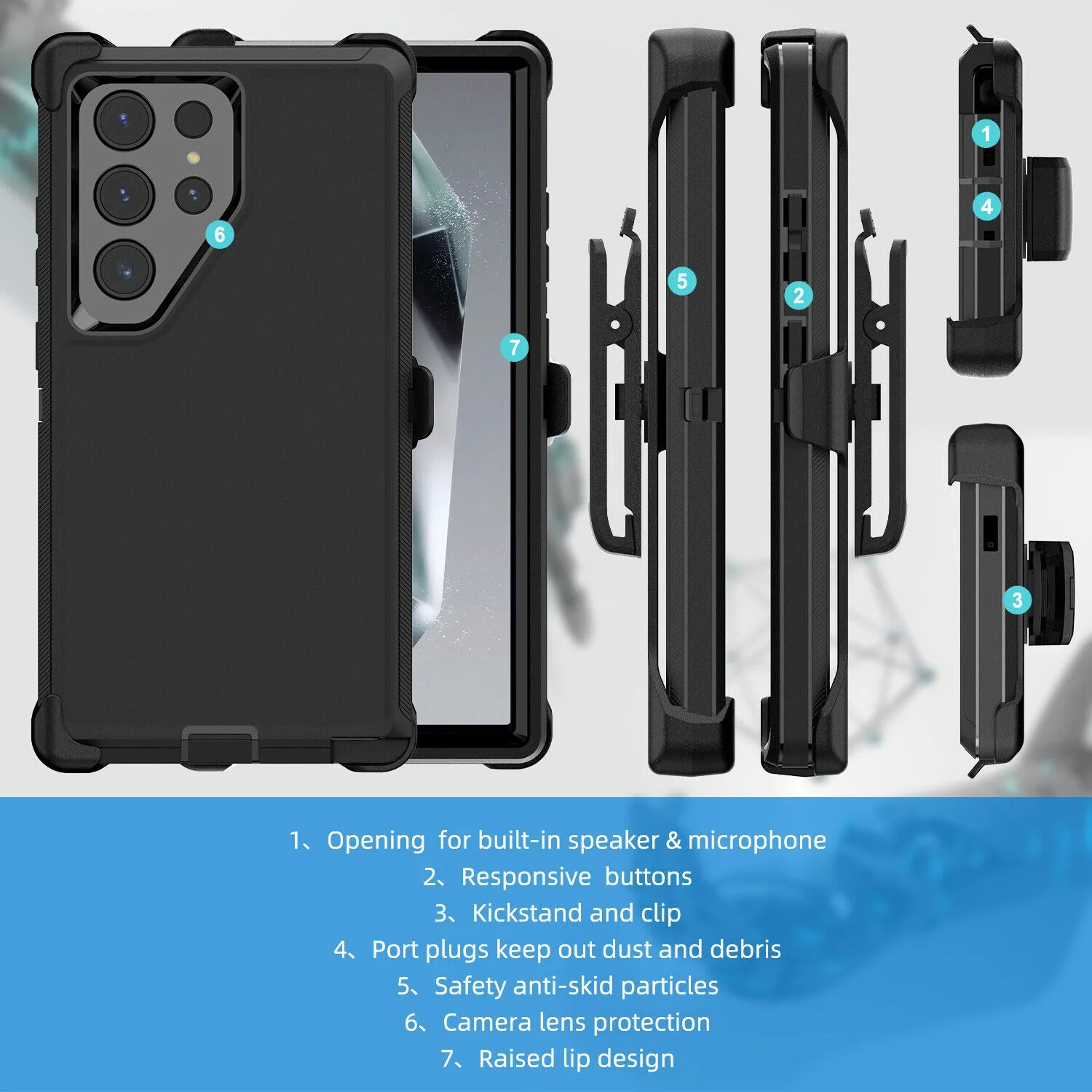 3 IN 1 For Samsung Galaxy S24 S23 S22 S21 S20 ULTRA S10 Plus Note 20 10 9 8 Heavy Duty Shockproof Armor +Belt CliP Phone Case