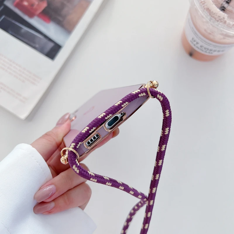 Love Heart Crossbody Lanyard Strap Phone Case For Samsung Galaxy S21 S20 S22 S23 S24 S10 S9 S8 Note 10 20 Plus Ultra Fe Cover