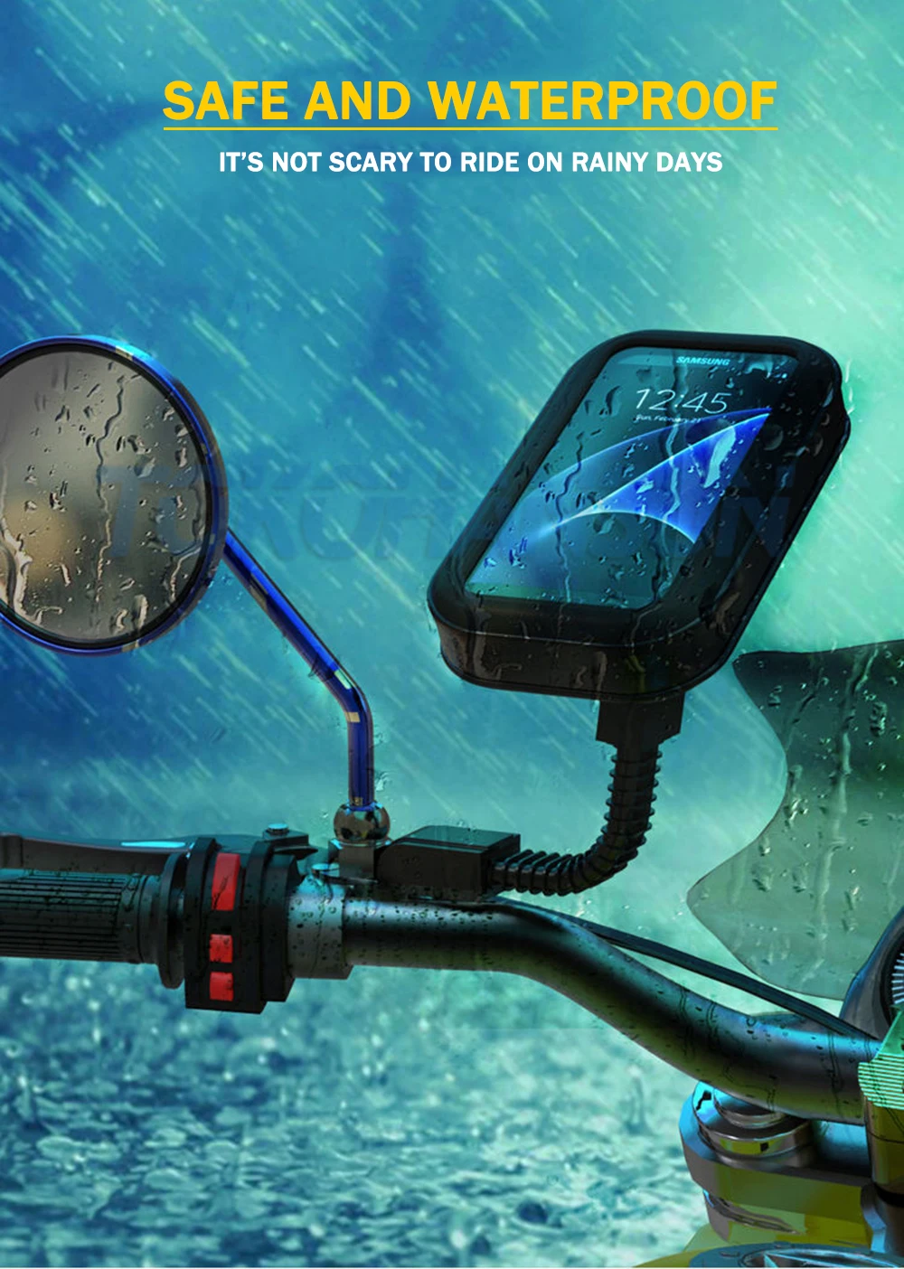 Waterproof Motorcycle Phone Holder Support Telephone Mobile Stand for Moto Support for iPhone 11 Universal Bike Mobile Phone Sup