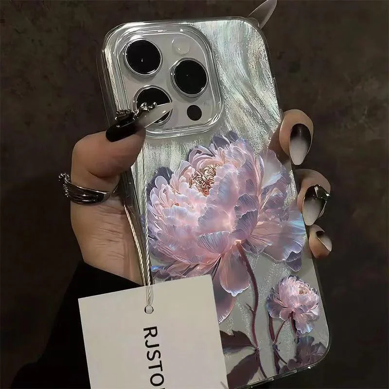 Pink Peony Lotus Phone Case for Xiaomi Redmi Note 14 13 12 12S 11 10C 13C 14C 10 S Pro Plus 4G 5G Feather Chiffon Texture Cover