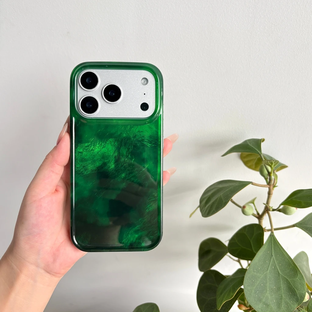 Beautiful Red Green Gradation Smudged Contrast Color Glacier Texture Protection Phone Case for iPhone 13 14 15 16 17 Pro Max
