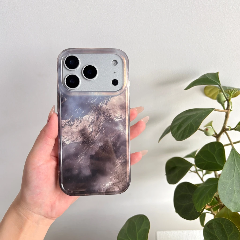 Beautiful Red Green Gradation Smudged Contrast Color Glacier Texture Protection Phone Case for iPhone 13 14 15 16 17 Pro Max
