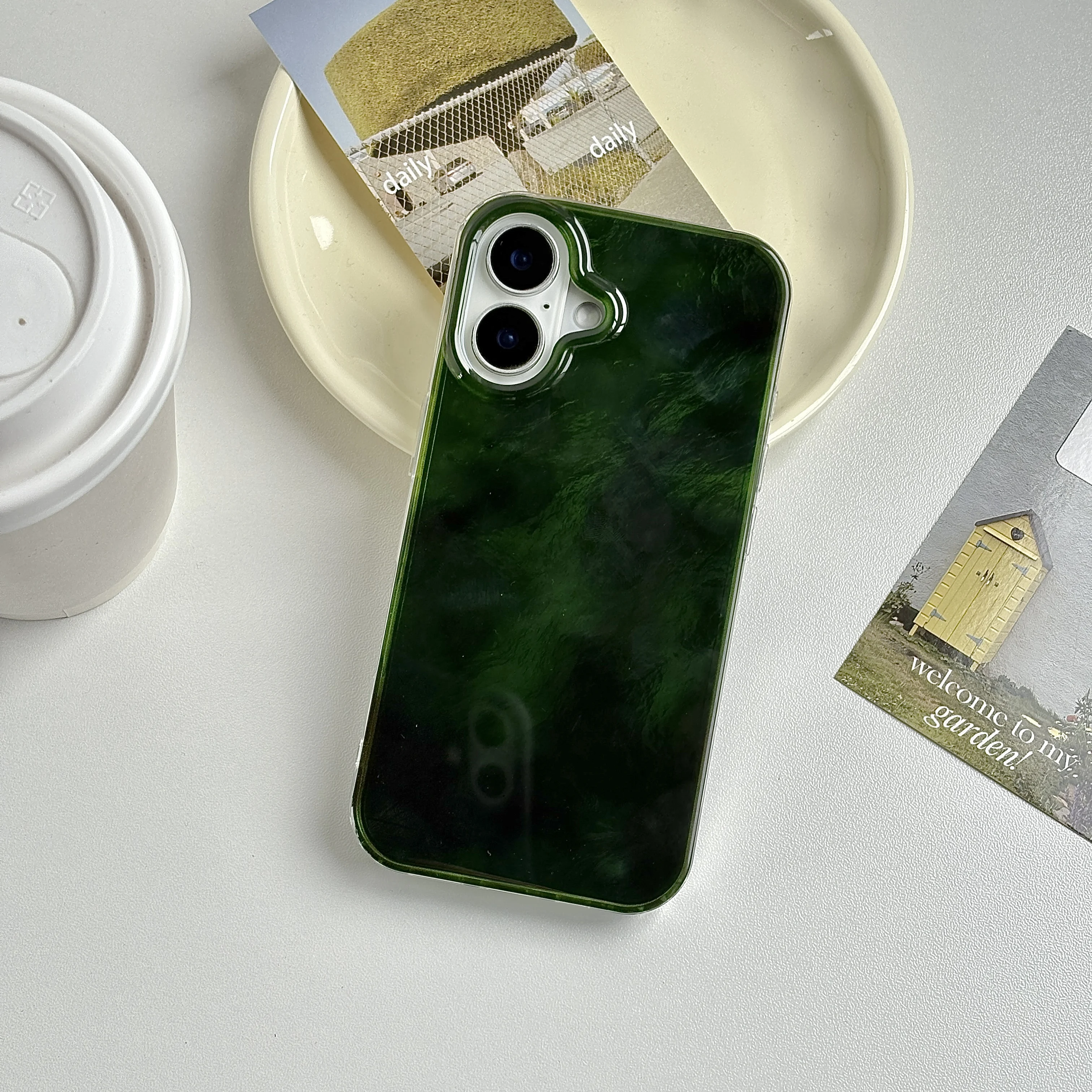 Beautiful Red Green Gradation Smudged Contrast Color Glacier Texture Protection Phone Case for iPhone 13 14 15 16 17 Pro Max