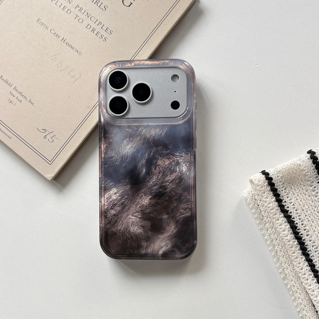 Beautiful Red Green Gradation Smudged Contrast Color Glacier Texture Protection Phone Case for iPhone 13 14 15 16 17 Pro Max