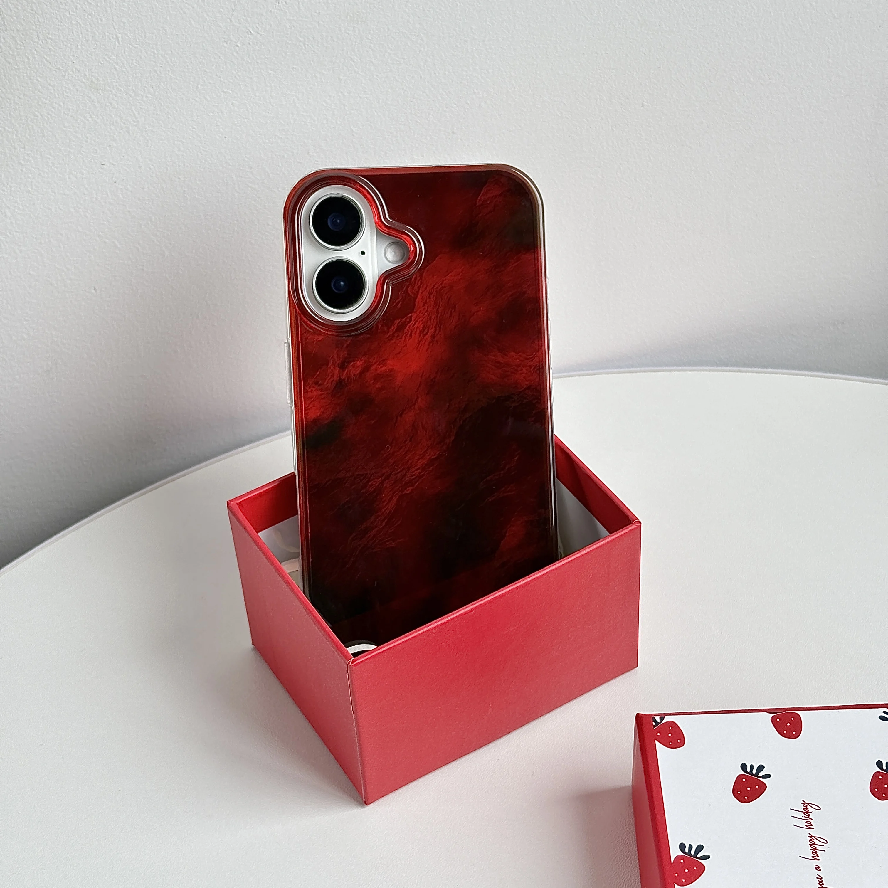 Beautiful Red Green Gradation Smudged Contrast Color Glacier Texture Protection Phone Case for iPhone 13 14 15 16 17 Pro Max