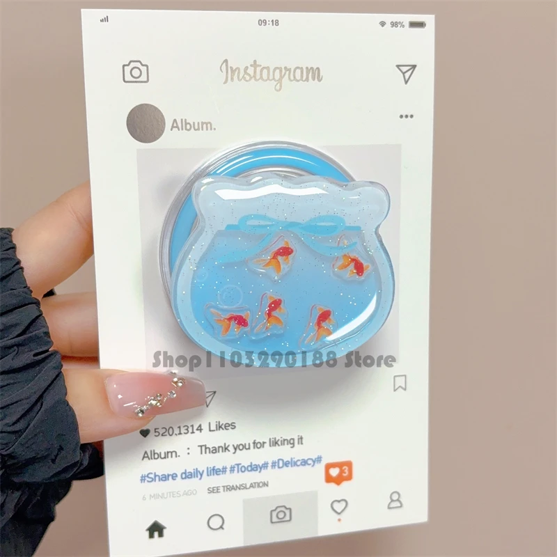 Korea Quicksand Shake Fish Tank Magnetic Holder Grip Tok Griptok Phone Stand Holder Support For iPhone For Pad Magsafe Smart Tok