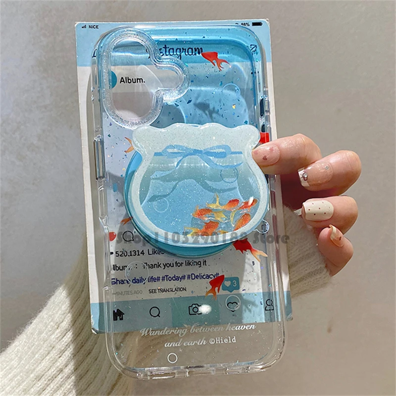Korea Quicksand Shake Fish Tank Magnetic Holder Grip Tok Griptok Phone Stand Holder Support For iPhone For Pad Magsafe Smart Tok