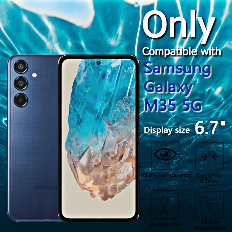 1-4PCS Screen Protector For Galaxy M35 5G Samsung Tempered Glass Crystal 9H High Aluminum Anti Scratch Case Friendly Fingerprint