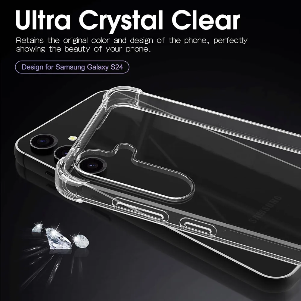Shockproof Silicone Case For Samsung Galaxy S26 S25 S24 S23 S21 FE S22 Ultra Plus 5G Clear Ultra Thin Soft Cover S25 Edge Shell