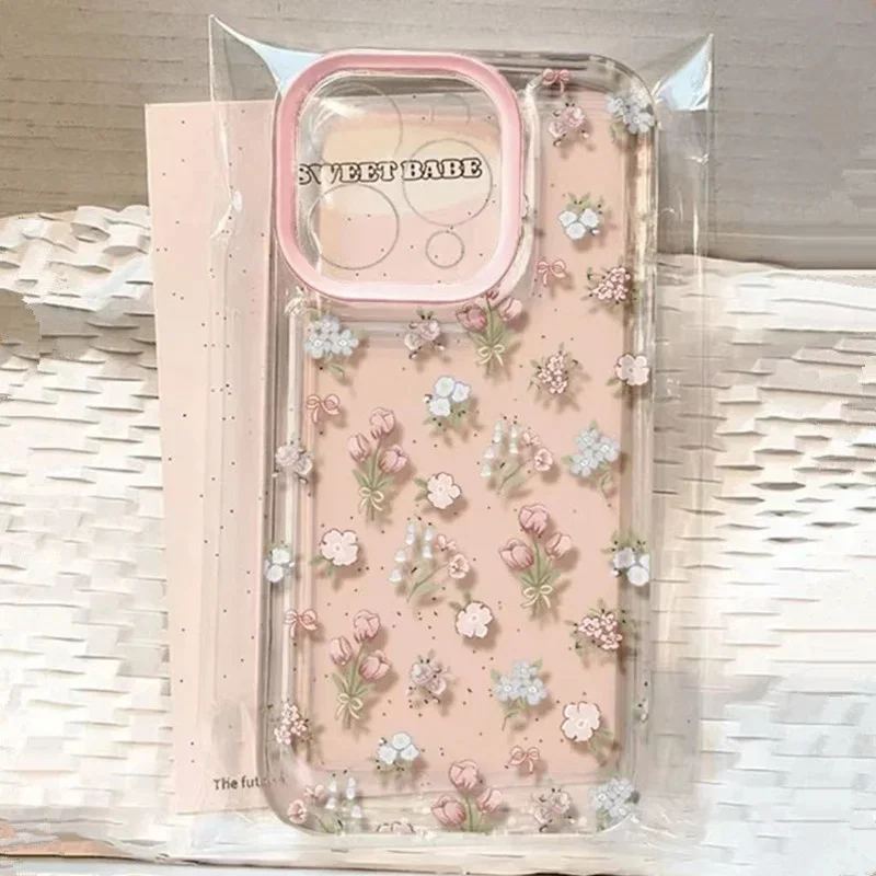 Cute Cartoon Cherry Pattern Clear Phone Case For Xiaomi Redmi 13C 14C 12 Redmi Note 14 13 12 11 Pro Plus 5G 12S 11S Soft Cover