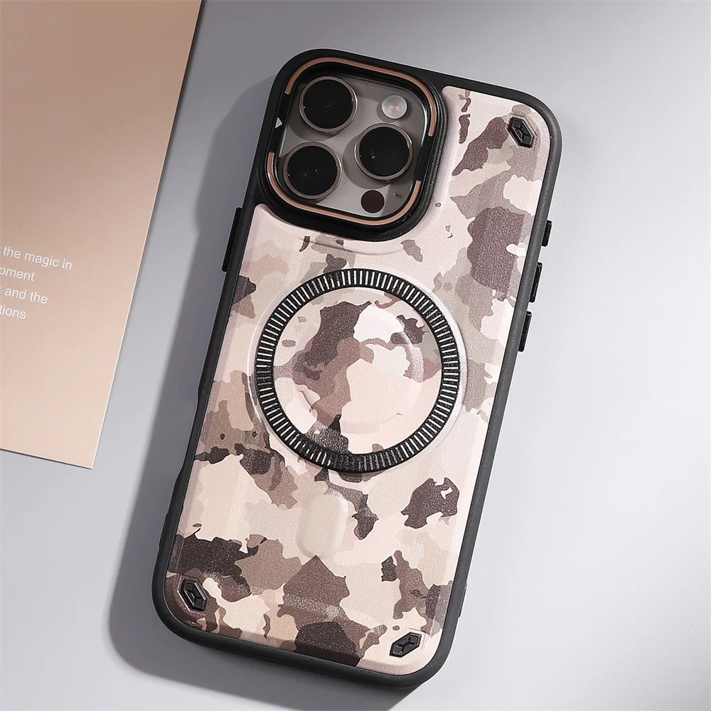 Camouflage Military Grade Defender Magnetic Case for iPhone 17 Pro Max/16 Plus/15/14/13/12/11 Hybrid Camping Cover