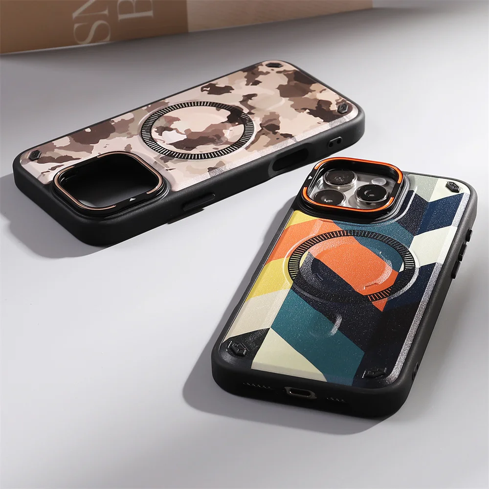 Camouflage Military Grade Defender Magnetic Case for iPhone 17 Pro Max/16 Plus/15/14/13/12/11 Hybrid Camping Cover