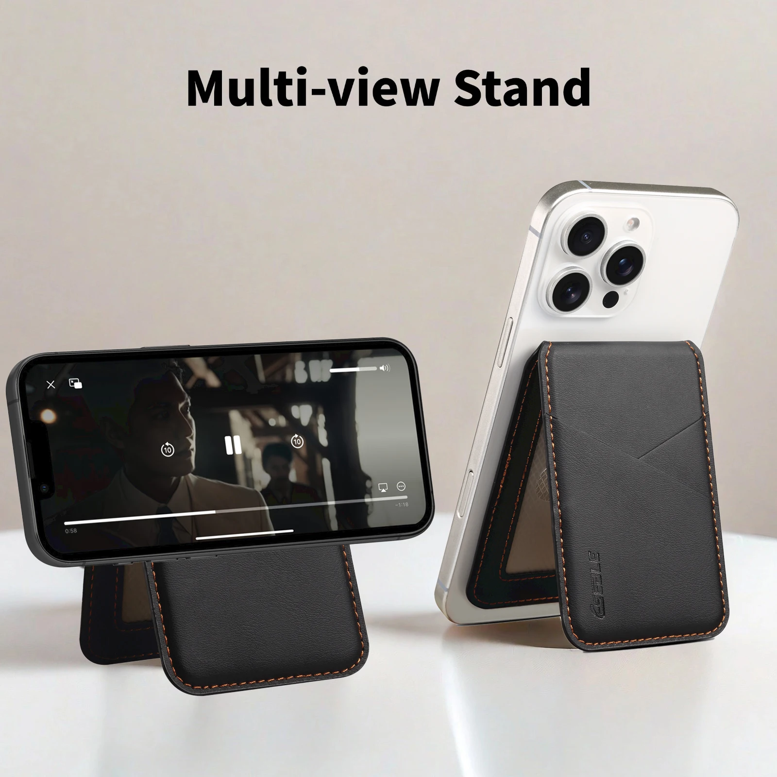 Detachable Leather Wallet Magnetic Phone Holder For Magsafe iPhone 17 Air 16 15 14 Plus 13 12 Pro Max Stand Bank ID Card Cover