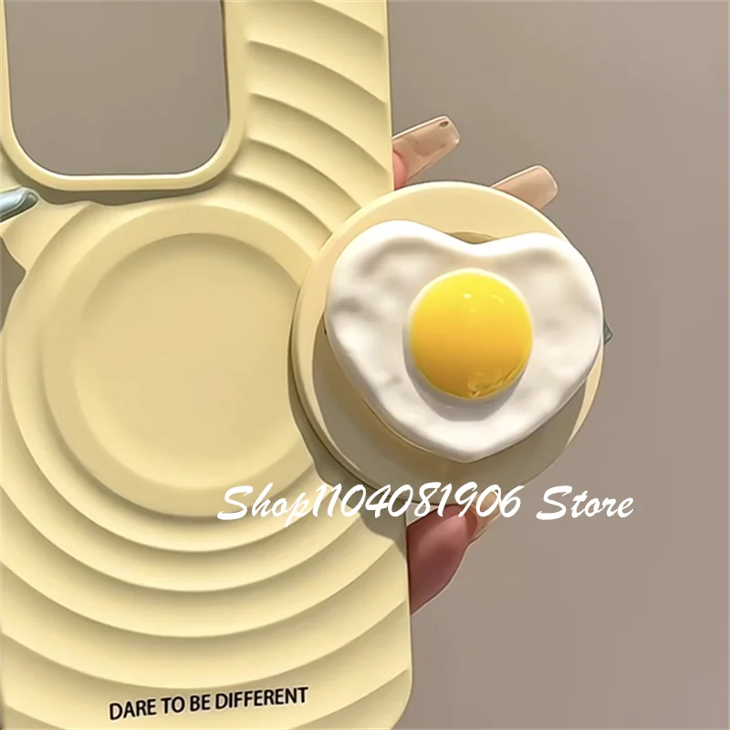 Korean Cute 3D Egg Noodles Magnetic Holder Phone Griptok Grip Tok Stand Support For iPhone 16 For Magsafe Accessories Smart Tok