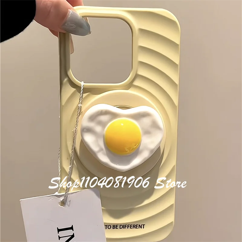 Korean Cute 3D Egg Noodles Magnetic Holder Phone Griptok Grip Tok Stand Support For iPhone 16 For Magsafe Accessories Smart Tok