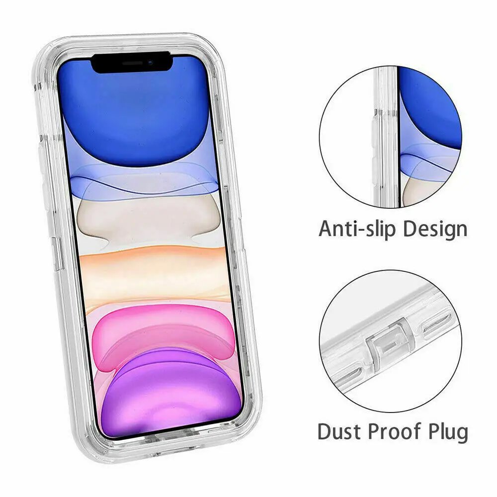 Military Level Heavy Duty Hard Case For iPhone 15 13 11 14 16Pro Max MINI XR XSMAX SE 6 7 8Plus 3IN1Transparent Shockproof Cases