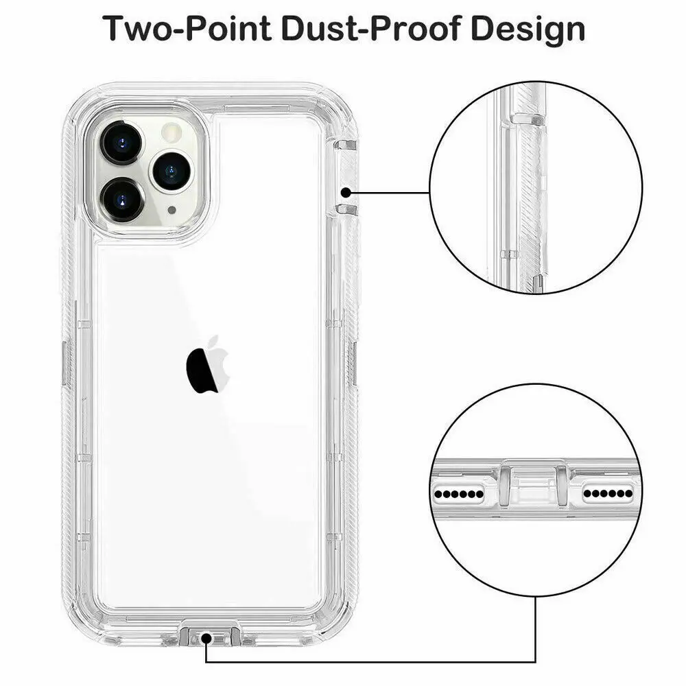 Military Level Heavy Duty Hard Case For iPhone 15 13 11 14 16Pro Max MINI XR XSMAX SE 6 7 8Plus 3IN1Transparent Shockproof Cases