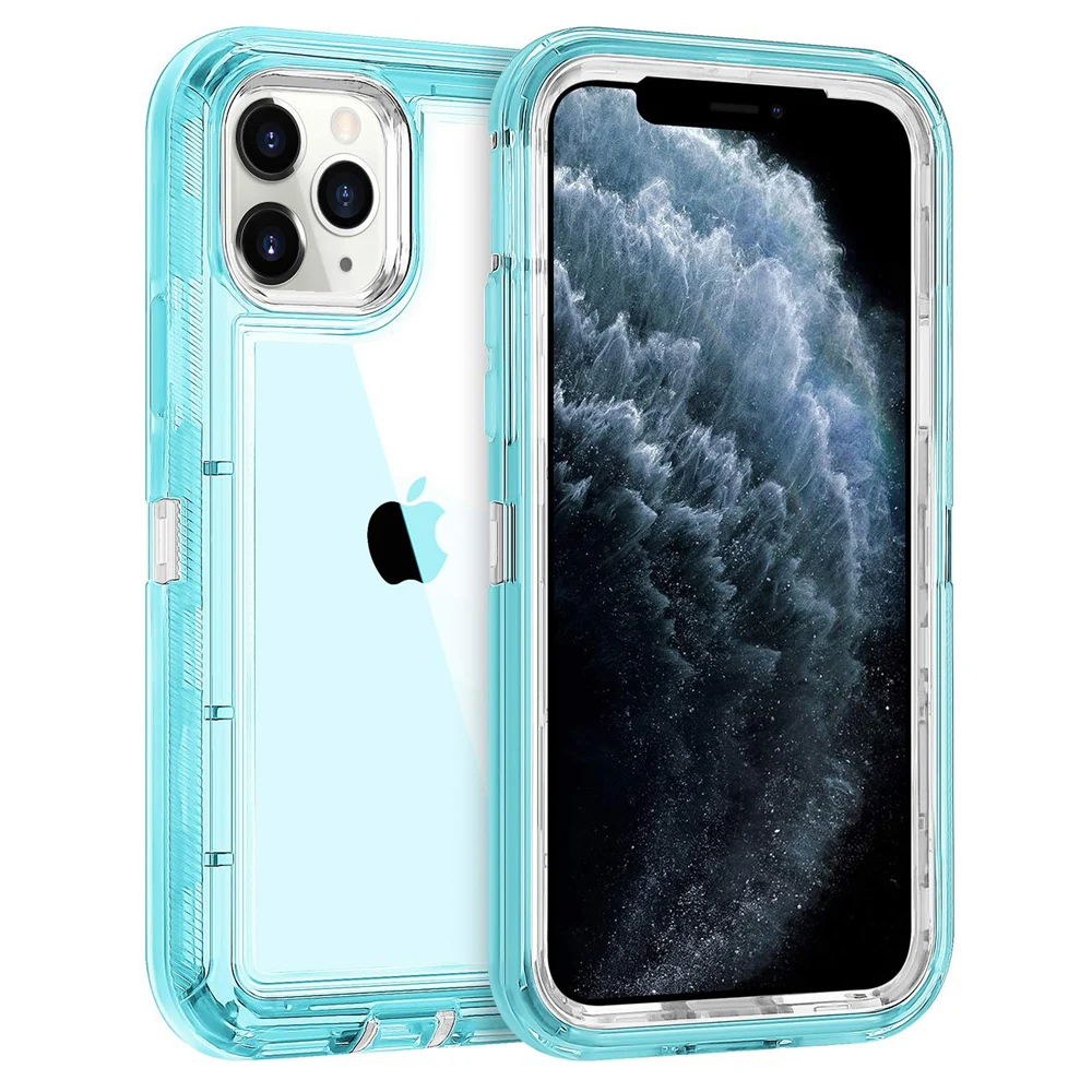 Military Level Heavy Duty Hard Case For iPhone 15 13 11 14 16Pro Max MINI XR XSMAX SE 6 7 8Plus 3IN1Transparent Shockproof Cases