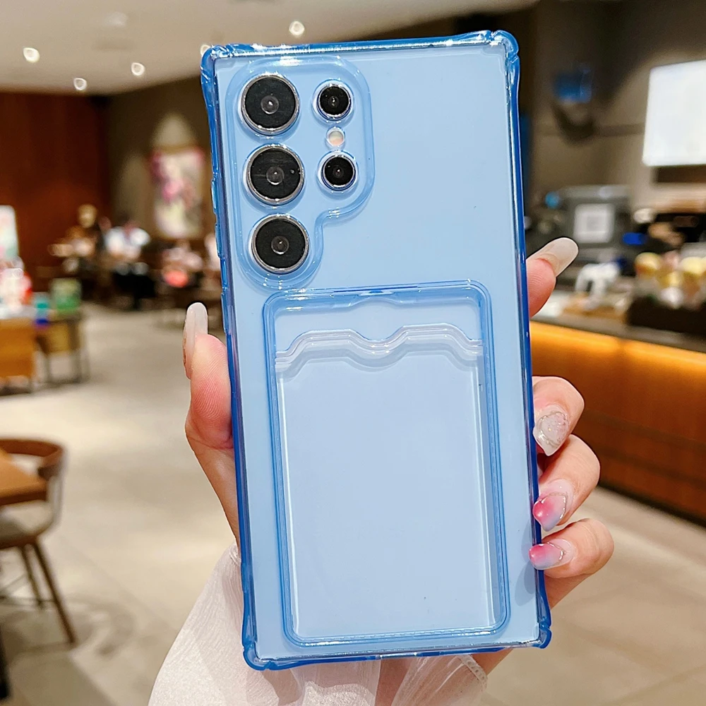 Phone Case For Samsung Galaxy S26 S25 S21 FE S22 S23FE S24 Plus Ultra Edge Clear Transparent Wallet Card Holder Silicone Cover