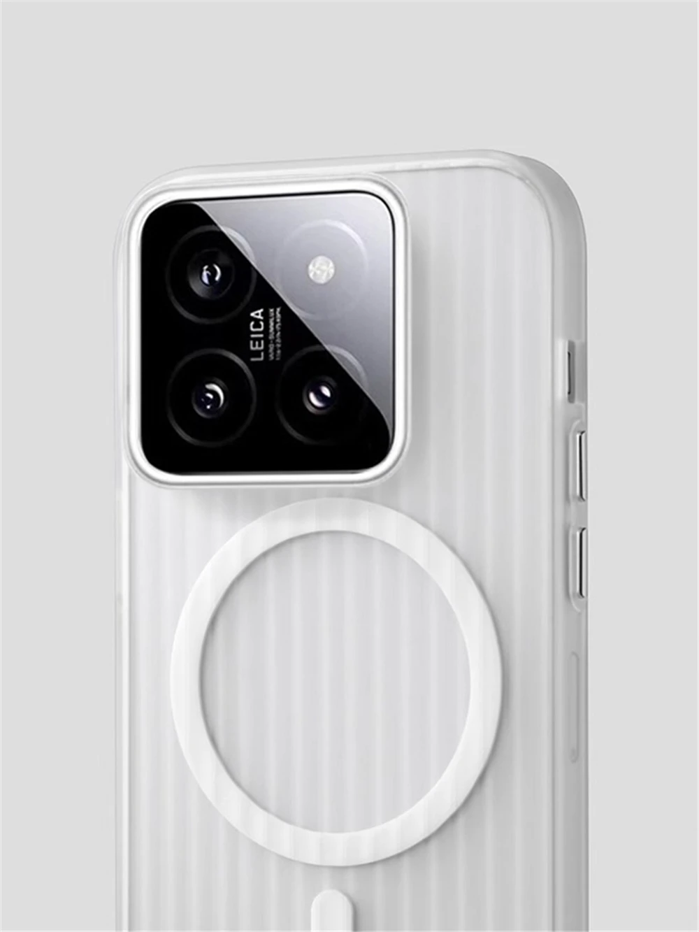 Matte Clear Corrugated Phone Case For Magsafe Xiaomi 15 14 13T 13 Pro Poco F5 F6 Pro Wireless Charging Magnetic Cover