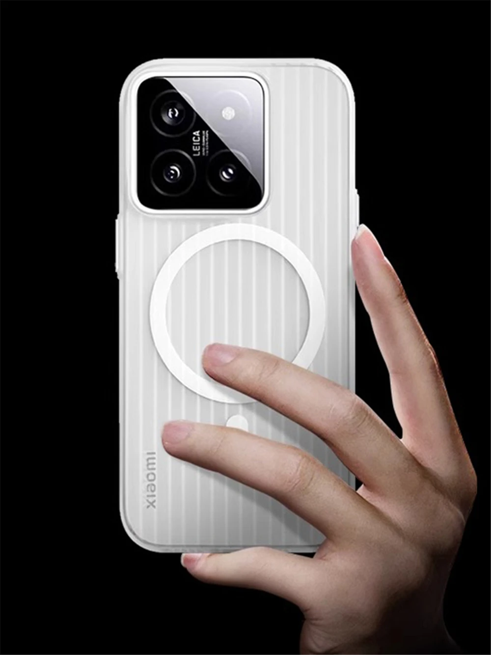 Matte Clear Corrugated Phone Case For Magsafe Xiaomi 15 14 13T 13 Pro Poco F5 F6 Pro Wireless Charging Magnetic Cover
