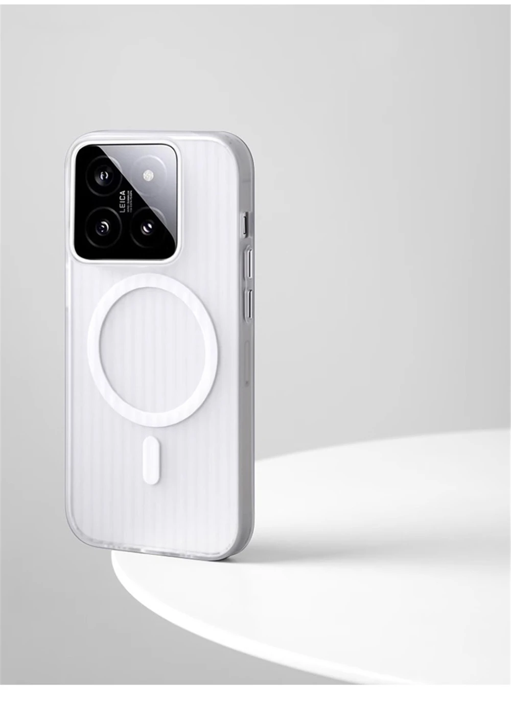 Matte Clear Corrugated Phone Case For Magsafe Xiaomi 15 14 13T 13 Pro Poco F5 F6 Pro Wireless Charging Magnetic Cover
