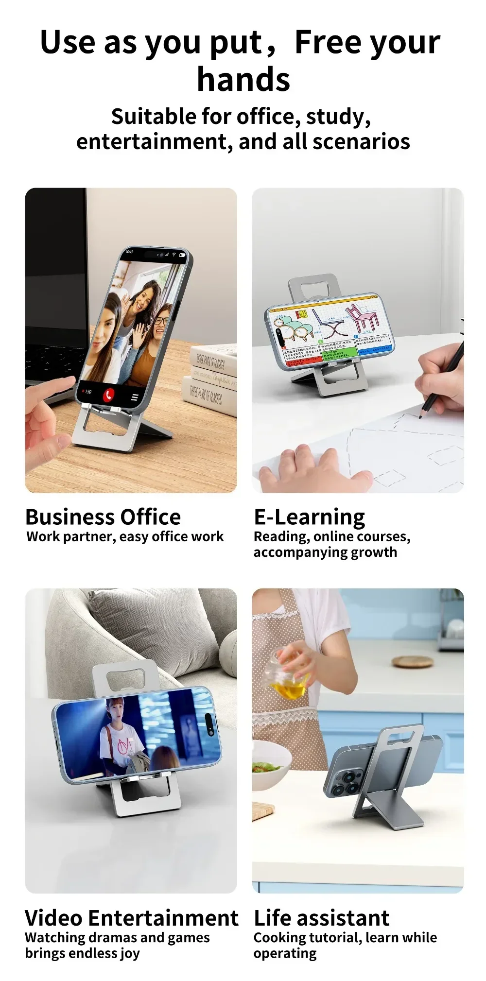 Aluminum Desk Mobile Phone Holder For iPhone Pro/Max/Mini Metal Adjustable Desktop Tablet Stand