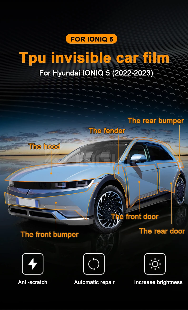 TPU Original Car body Stickers Anti-collision Transparent Protective Film For Hyundai IONIQ 5 2022-23 Headlight Rearview Mirror