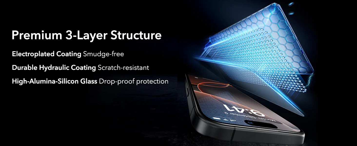 ESR 3 Pack for iPhone 14/13/13 Pro Screen Protector Anti-Peek HD Tempered Glass Screen Film For iphone 16e(SE4)