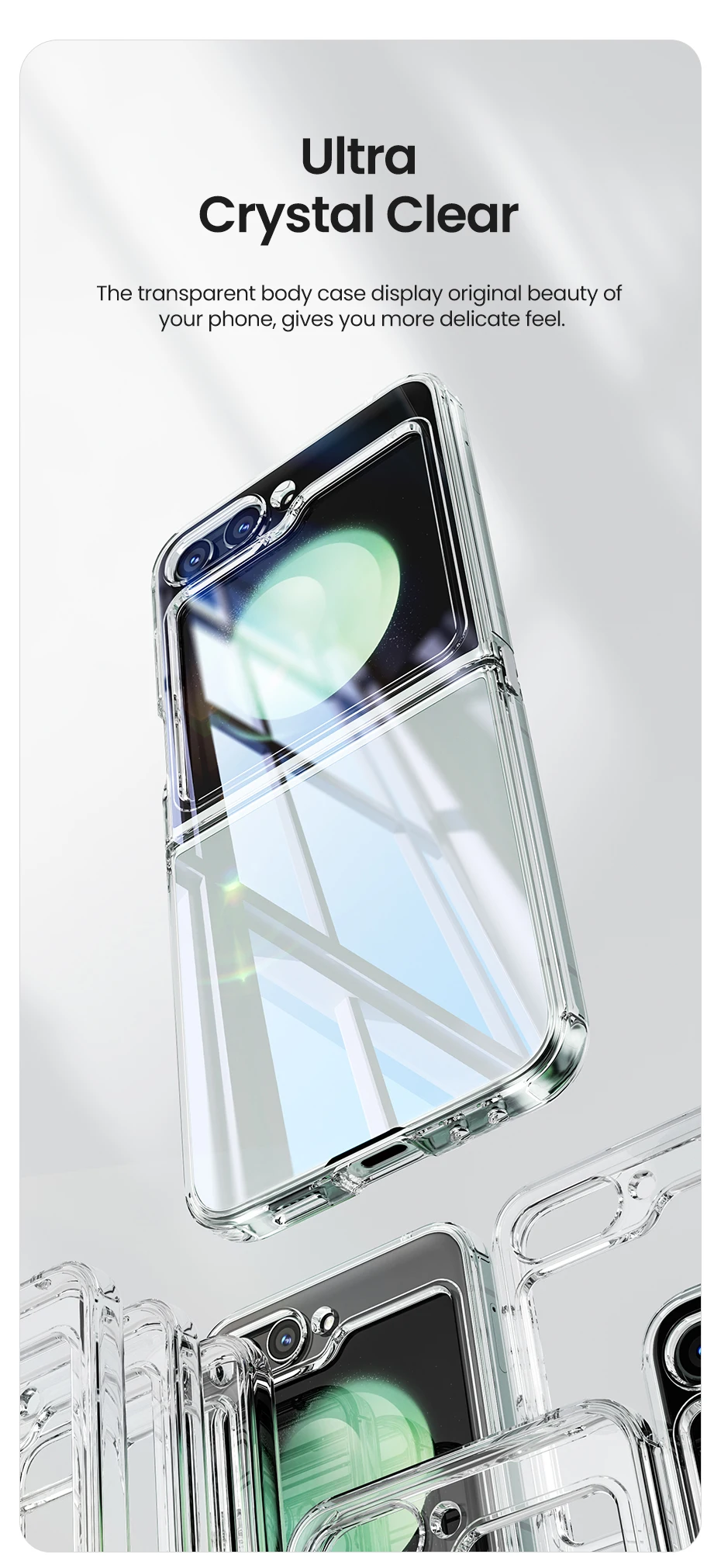 Toocki Transparent TPU Phone Case For Samsung Galaxy Z Flip 6 5 4 3 5G Phone Protector Shockproof Cover For Samsung Z Flip 6 5 4