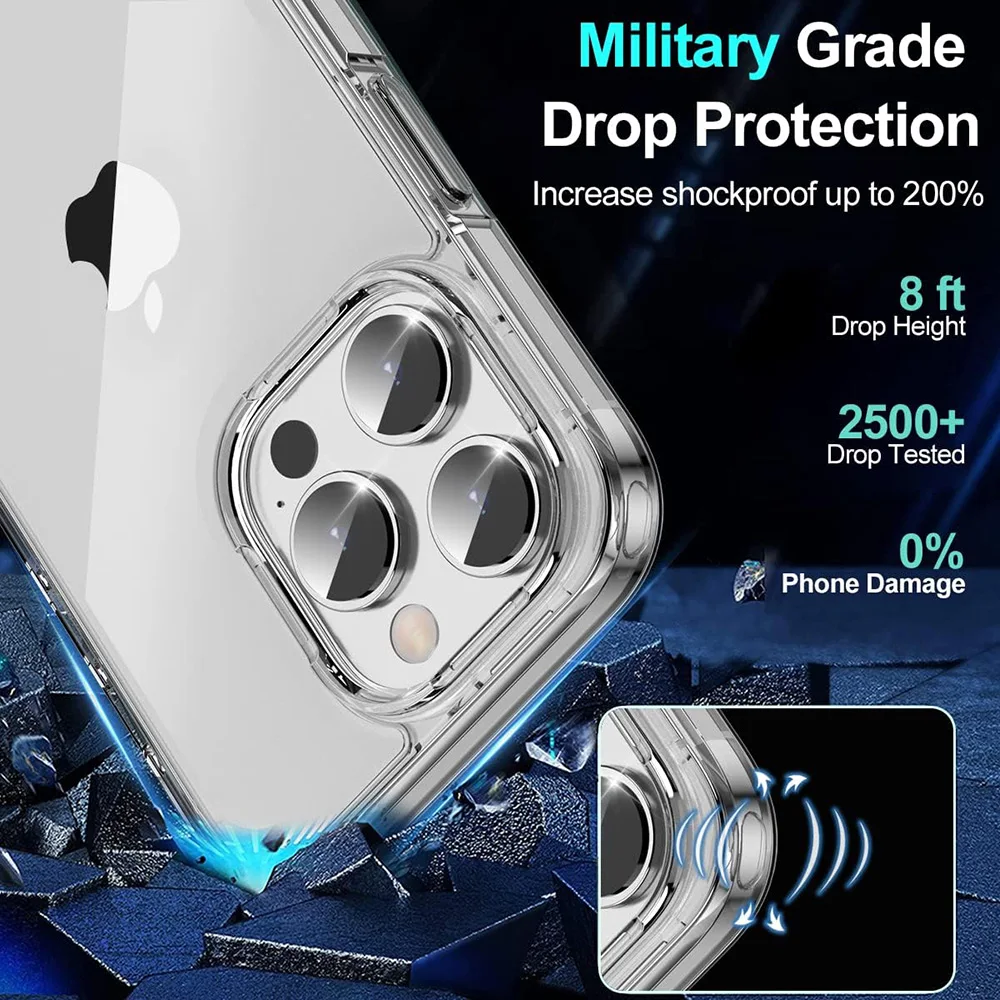Hybrid Shockproof Back Cover Case For iPhone 16e 16 15 14 13 12 11 Pro Max Plus Mini Clear Hard Pc Silicone Soft Shell Thin Tpu