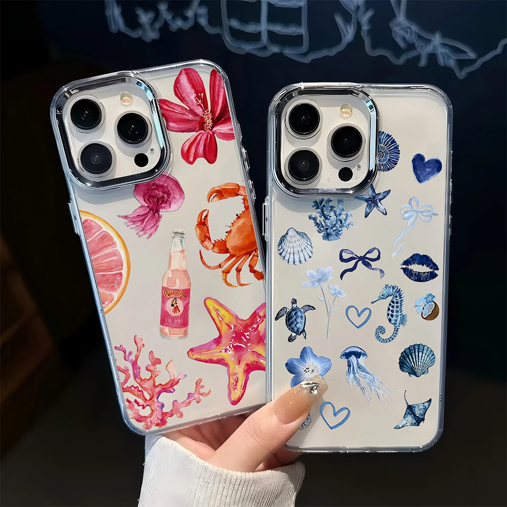 LuxuryStarfishCoralJellyfishPatternPhoneCaseForGooglePixel109878A9AXLPro4G5GTransparentSiliconeBackCover