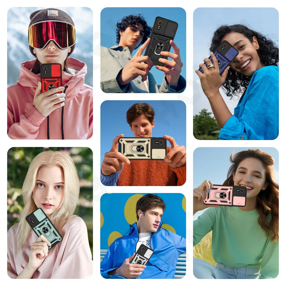 Case For Samsung XCover 7 Pro For Galaxy XCover 7 Camera Lens Cover Phone Ring Stand Armor rotate Cover