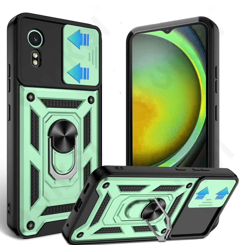 Case For Samsung XCover 7 Pro For Galaxy XCover 7 Camera Lens Cover Phone Ring Stand Armor rotate Cover