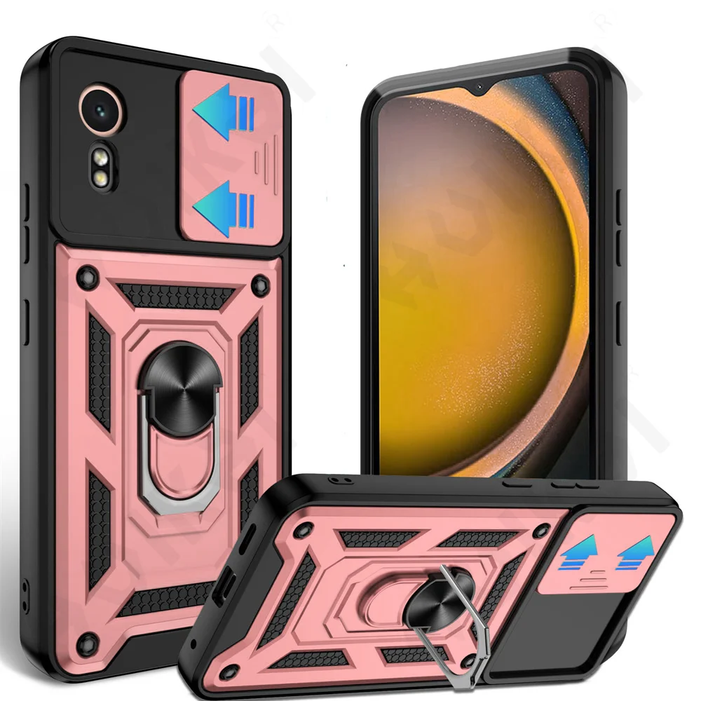 Case For Samsung XCover 7 Pro For Galaxy XCover 7 Camera Lens Cover Phone Ring Stand Armor rotate Cover