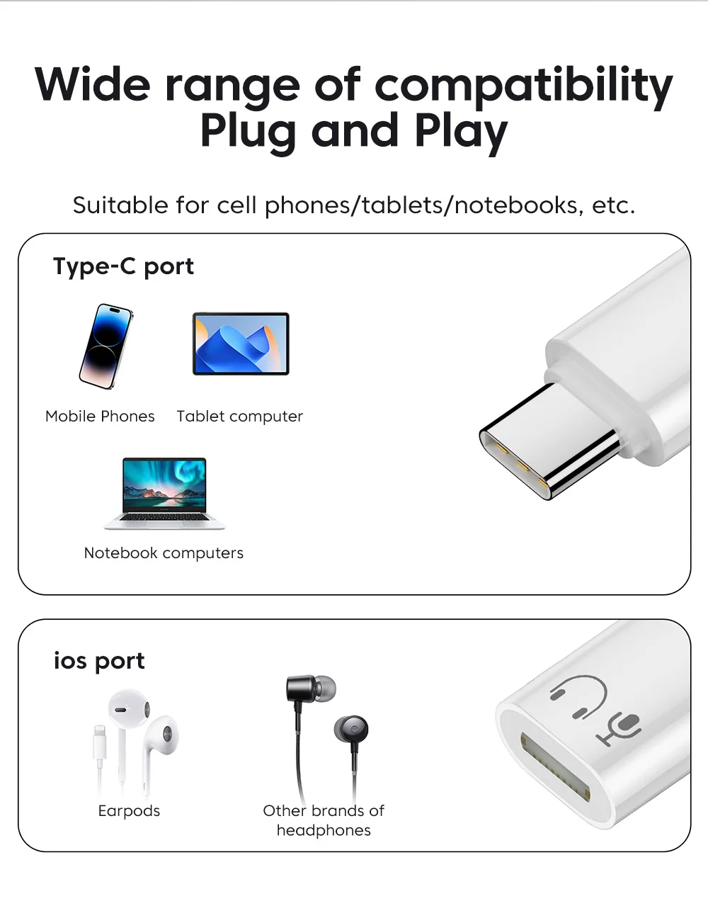 Type C TO Lightning Headphone Adapter IOS Female to USB C Audio Adapter For iPhone 1516 Samsung Voice Call Wired Headset Adapter