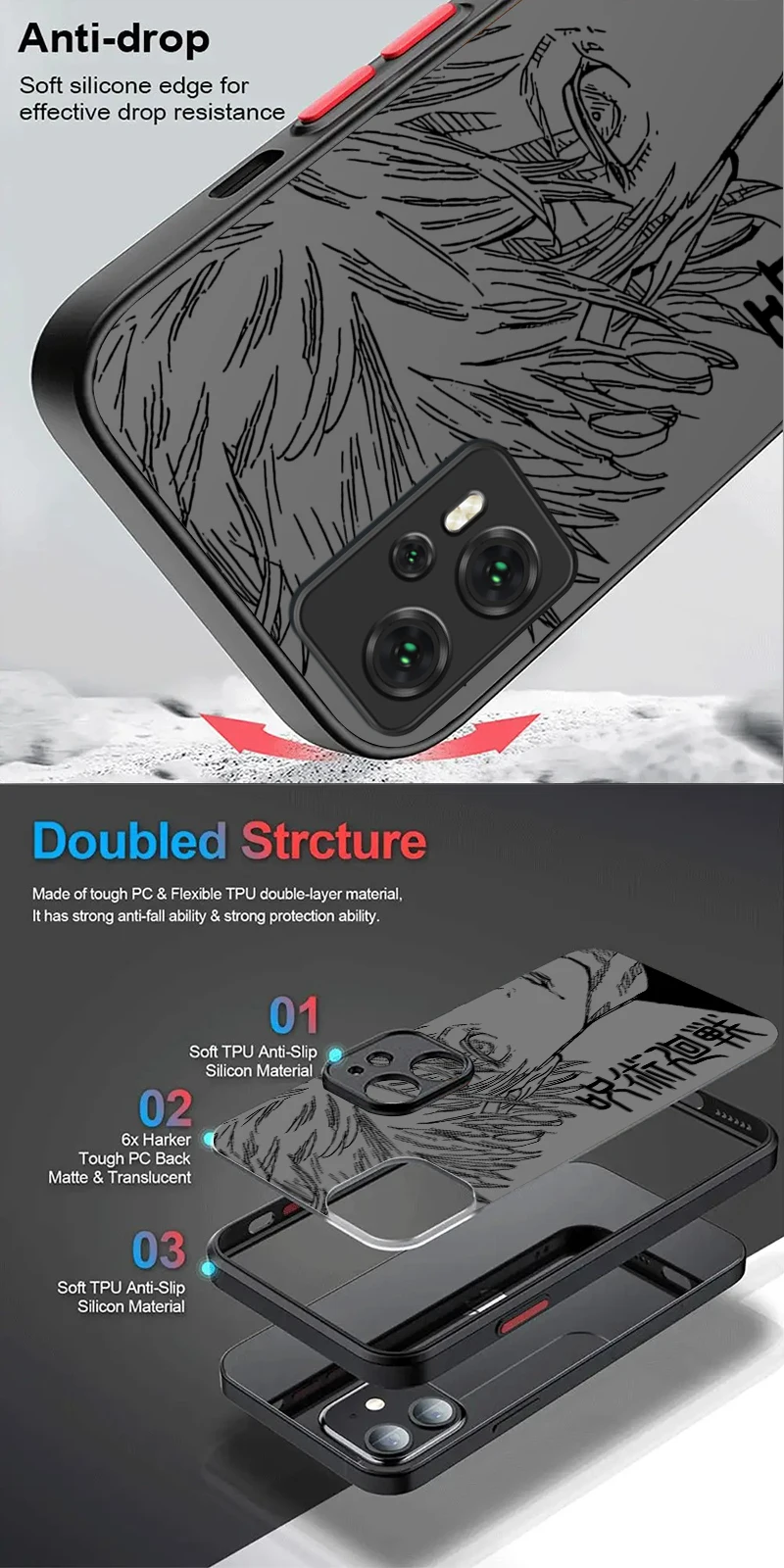 Sukuna Jujutsu Gojo Case For Xiaomi Mi 13 12 11 Lite 5G 14 13T 12T 11T 14T Pro M5S C75 Poco X7 X6 F6 F5 X5 X3 NFC F3 M6 Pro 4G