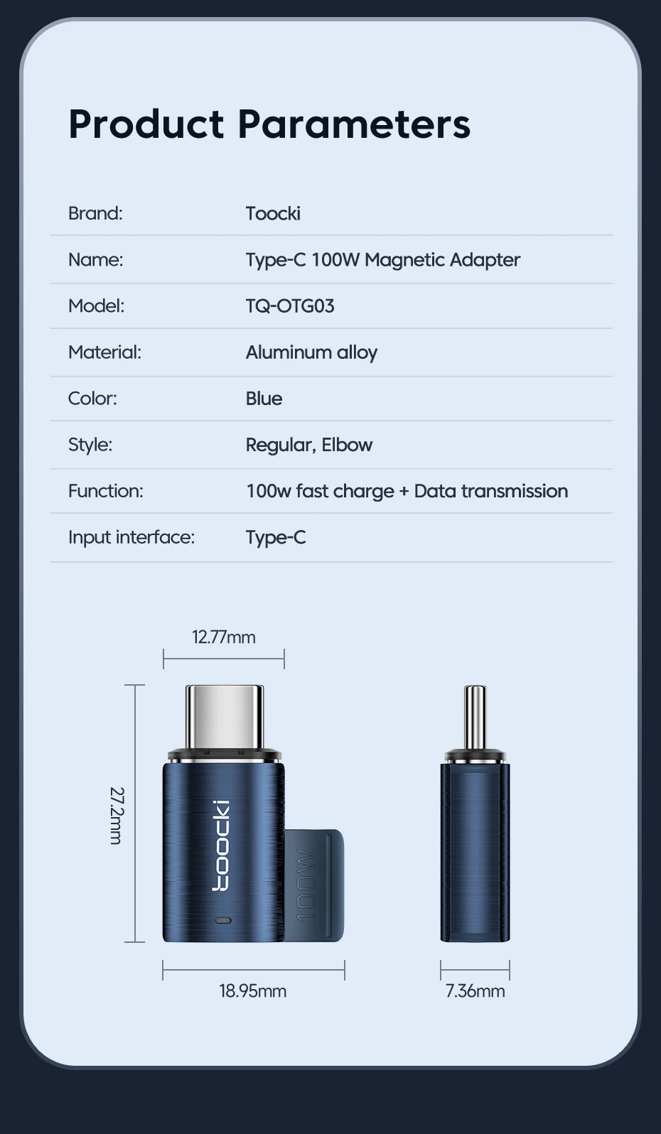 Toocki 100W Magnetic USB C Adapter USB3.0 Type C for Samsung Huawei Oneplus 5Gbps Data LED OTG Converter for Macbook iPhone 15